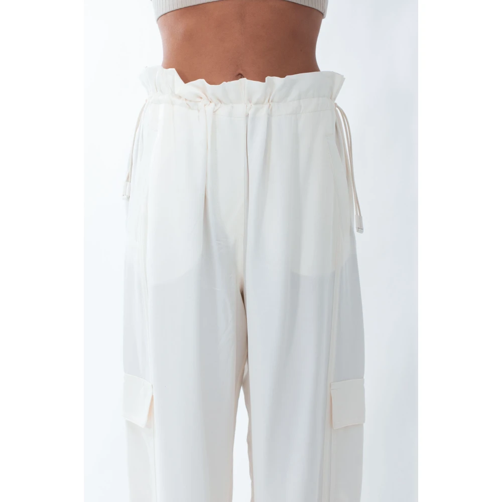 Lacoste Stijlvolle Rayon Cargo Broek White Dames