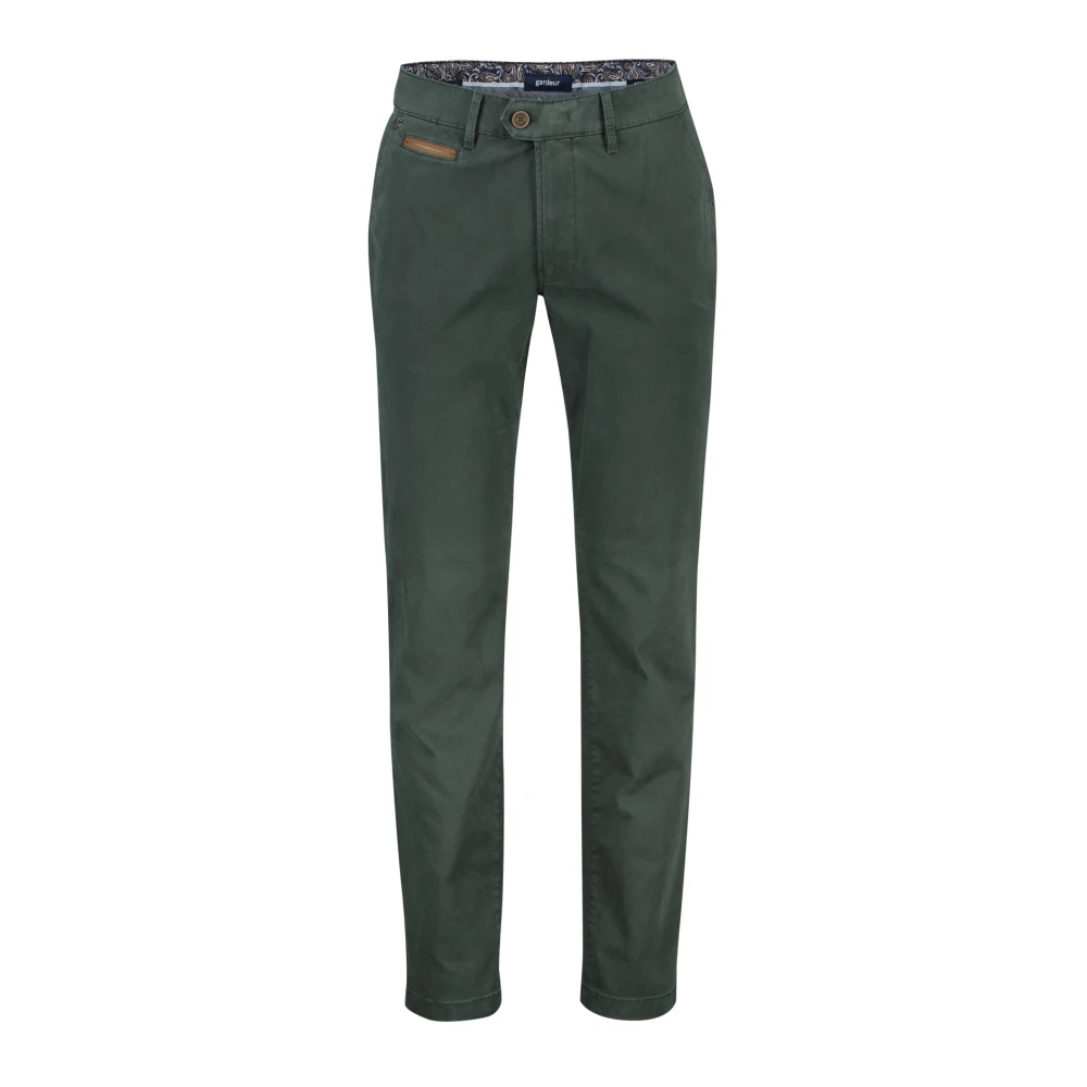 Gardeur Groene Katoenen Chino Broek Green Heren