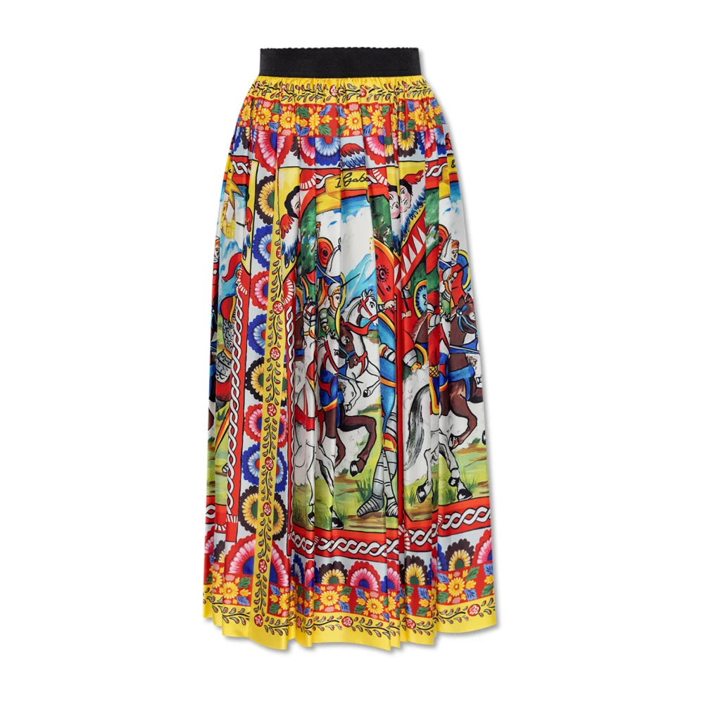 Dolce & Gabbana Zijden rok met Carretto-patroon Multicolor Dames