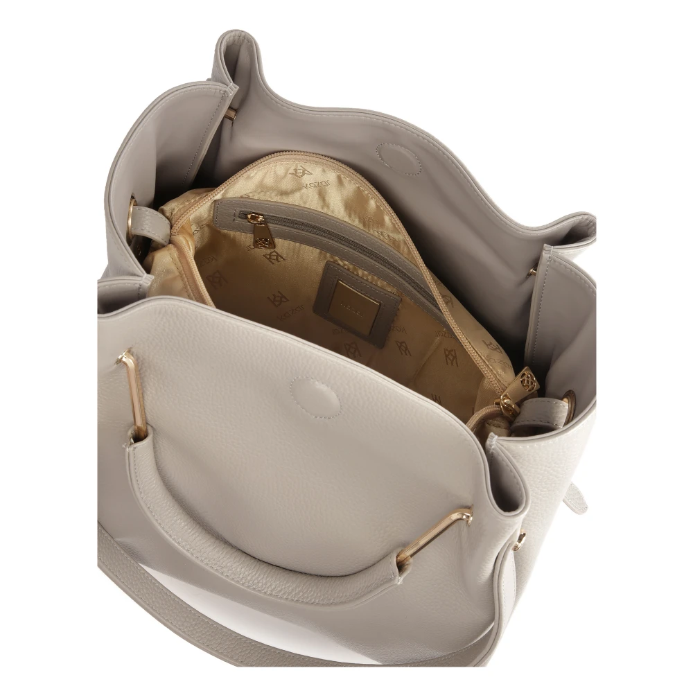 Kazar Grijze leren handtas met metalen handvatten en band Gray Dames