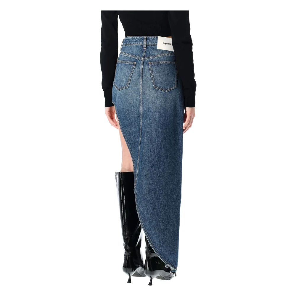 Coperni Blauwe Vintage Denim Rok Hoge Taille Blue Dames