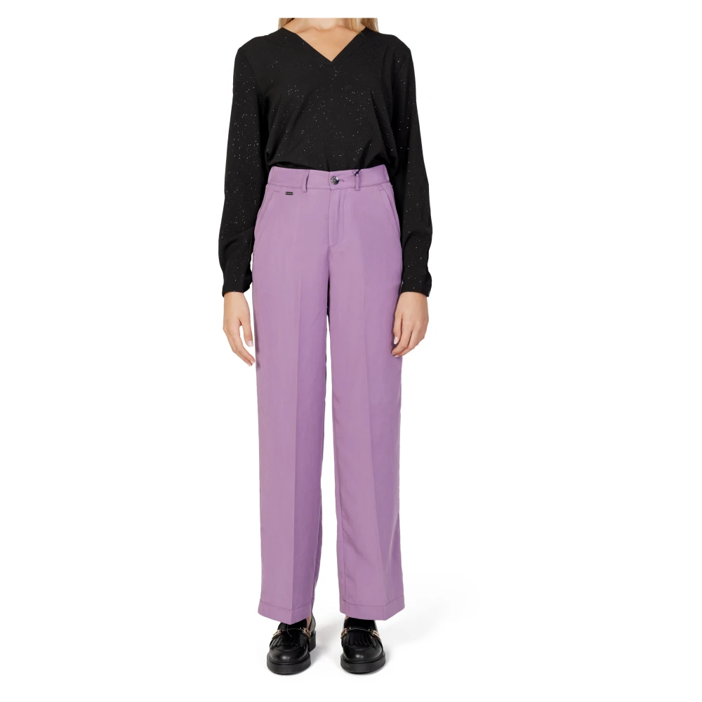 Street One Lyocell Twill Rechte Pijp Broek Purple Dames