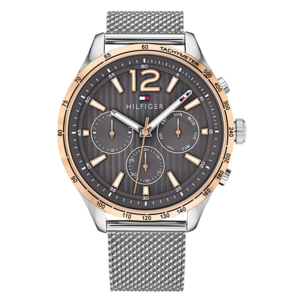 Tommy Hilfiger , Watches, Male, Gray, One Size, Men's Watch Gavino Silver 1791466
