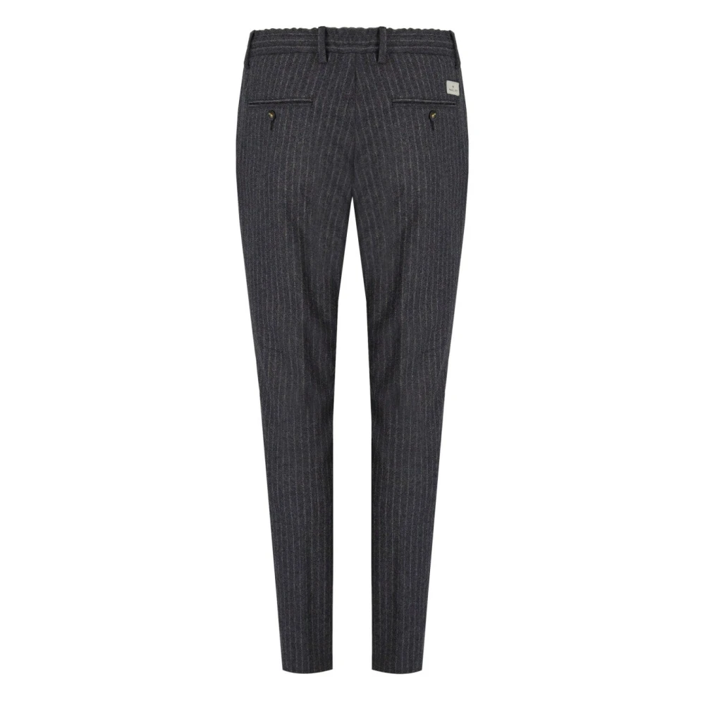 Manuel Ritz Grijze Gestreepte Wollen Broek Slim Fit Gray Heren