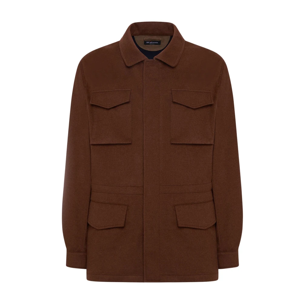 Kiton Beaver Cashmere Utility Jacket Brown Heren