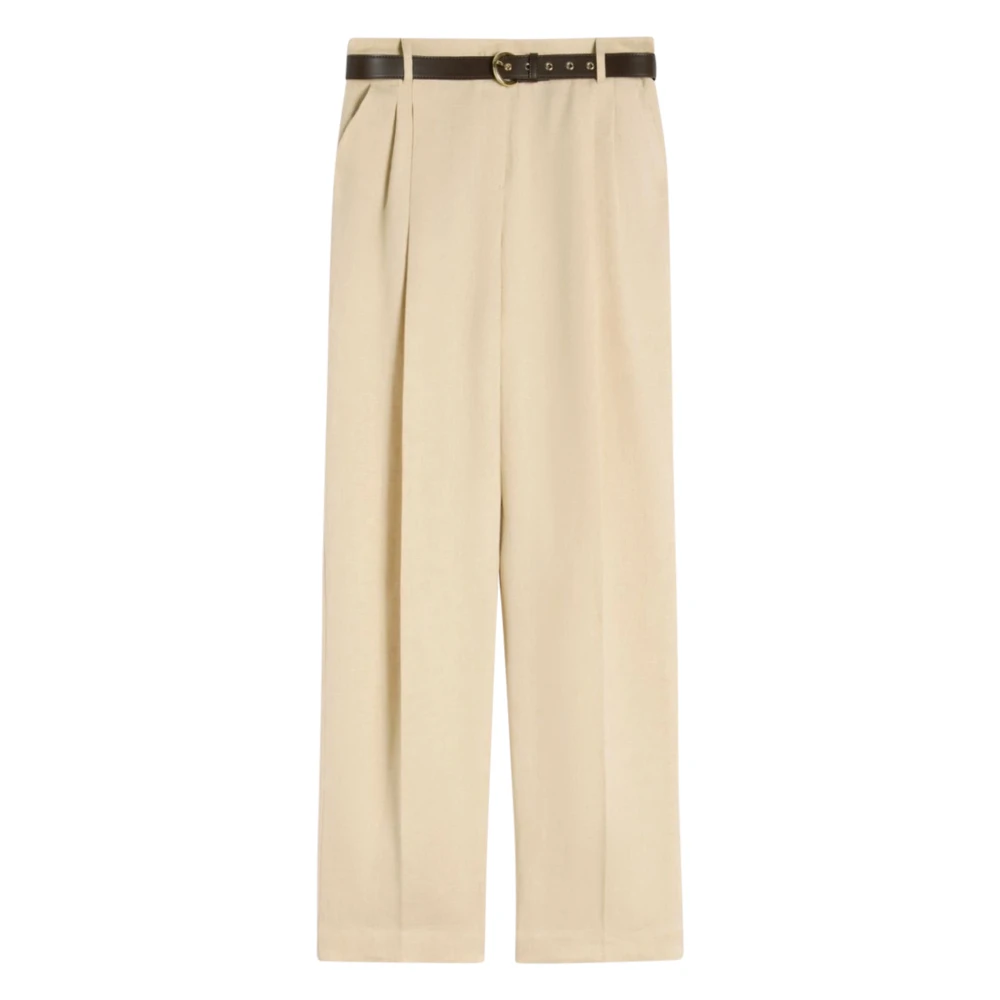 Max Mara Women's Beige Wide Trousers, S, Pantalone Lungo