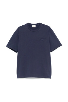 t-shirt-bleu-a-col-rond-et-patch-logo