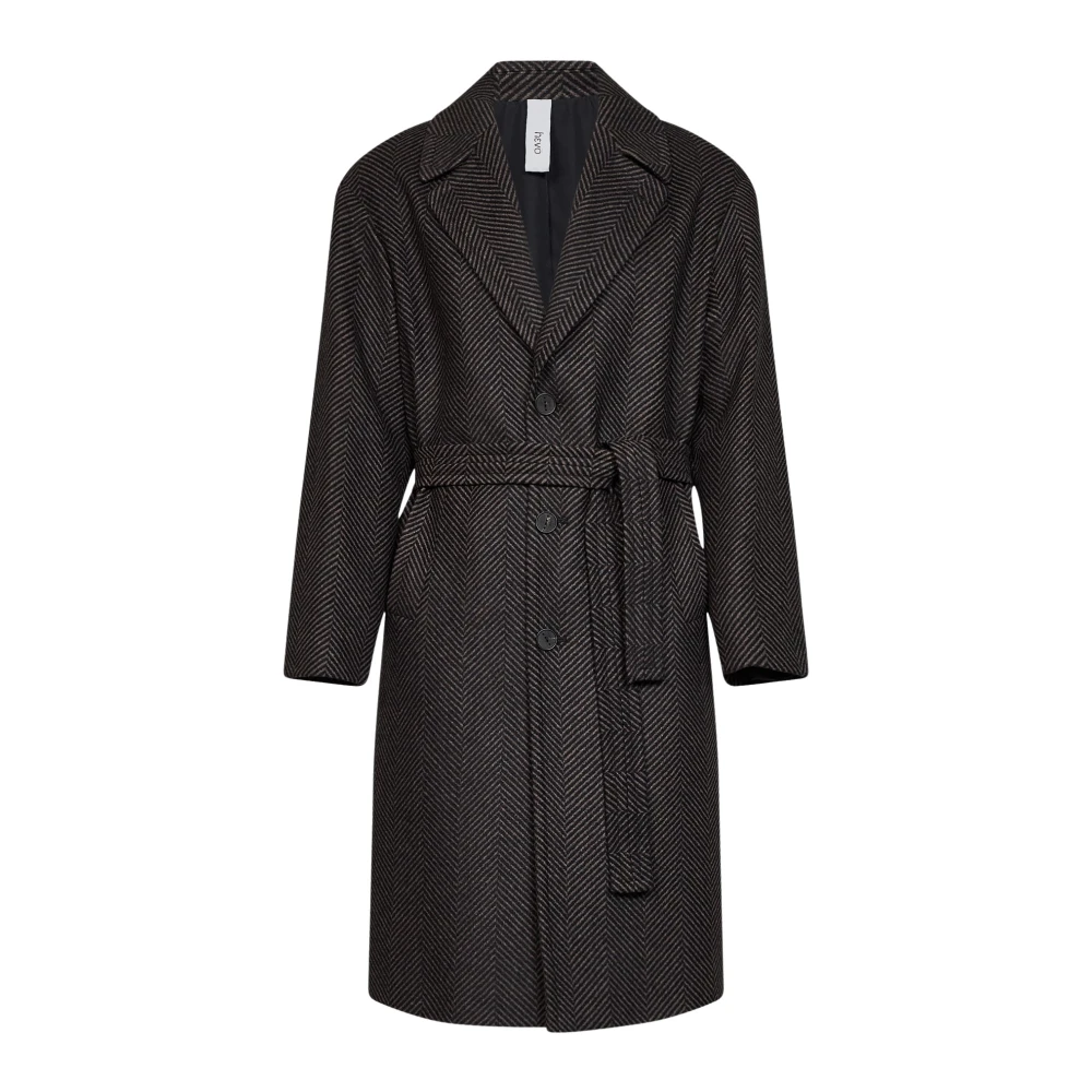 Hevo Uomo Nero - Cappotto Ostuni Con Cintura - Coats - L