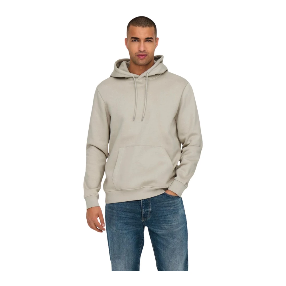 Only & Sons Casual Hoodie Sweatshirt Gray Heren