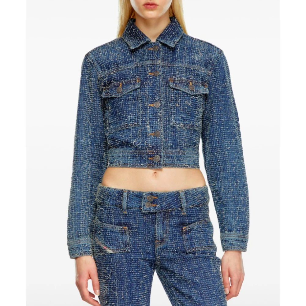 Diesel Blauwe Denim Jack Stijlvol Blue Dames