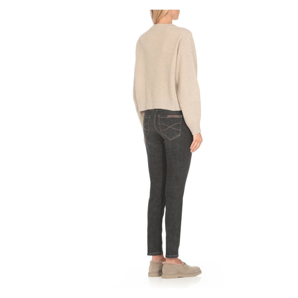 BRUNELLO CUCINELLI Paillet Crew Neck Sweater Beige Dames