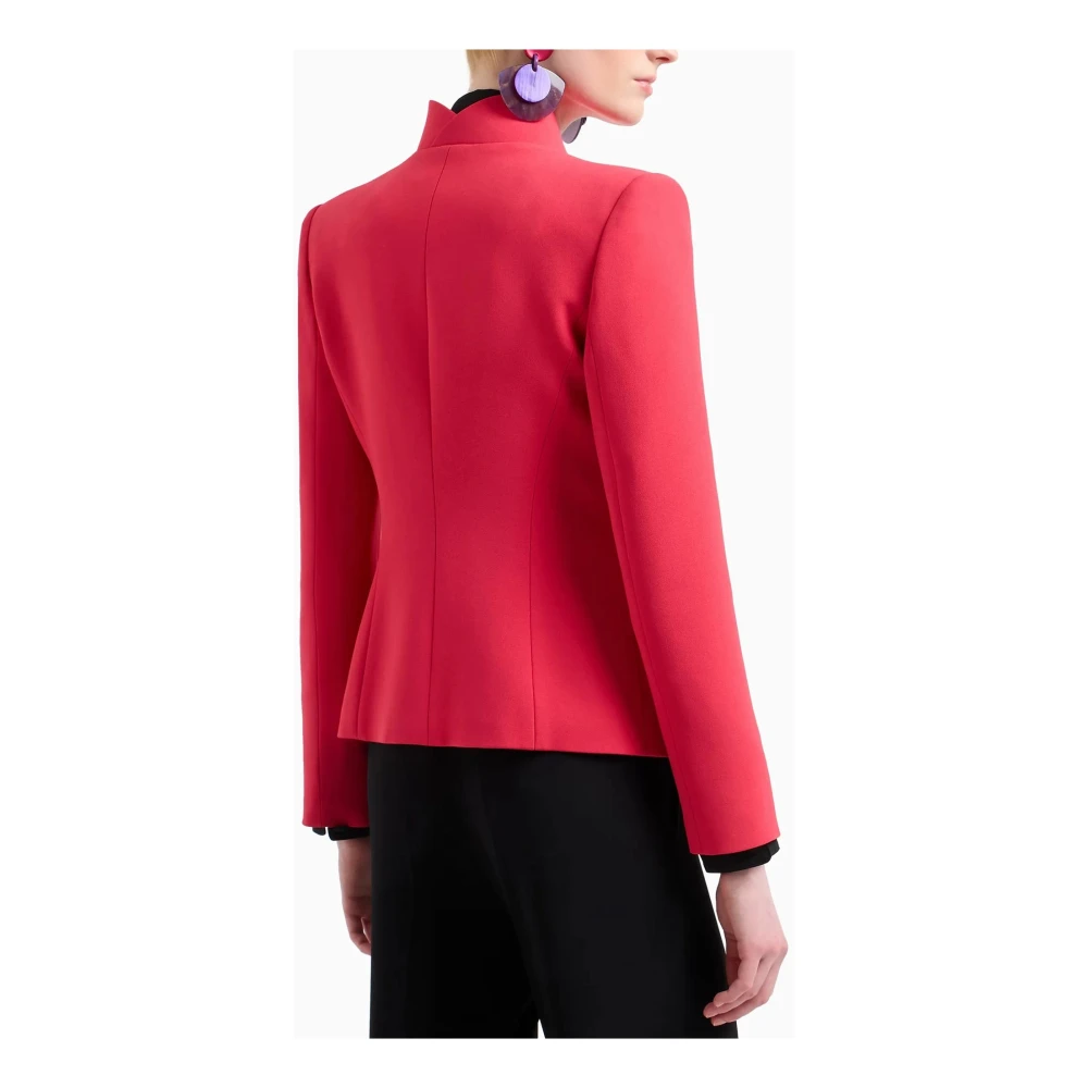 Emporio Armani Cady Crepe Blazer met Gevormde Revers Red Dames