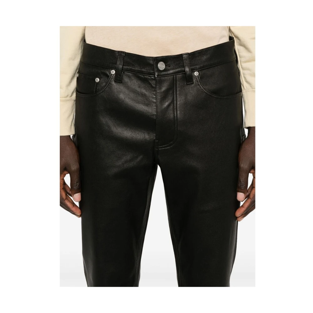 Purple Brand Zwarte lamsskin leren broek klassieke stijl Black Heren