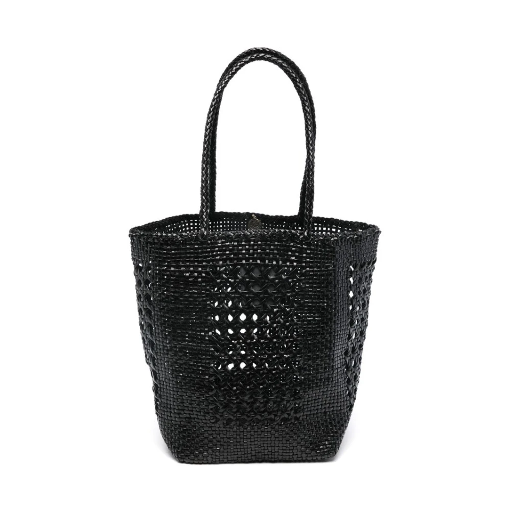 Dragon Diffusion Gevlochten Leren Tote Tas Black Dames