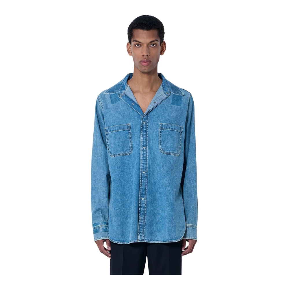 Maison Margiela Men's Blue Denim Button-Down Shirt - Denim Shirts - M - Shirts