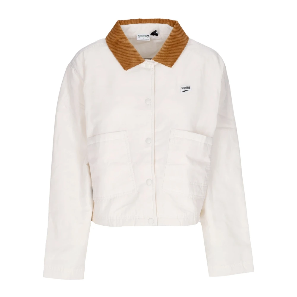 Puma White Light Jackets, Male, Xs, Velvet Collar Coach Jacket Pristine