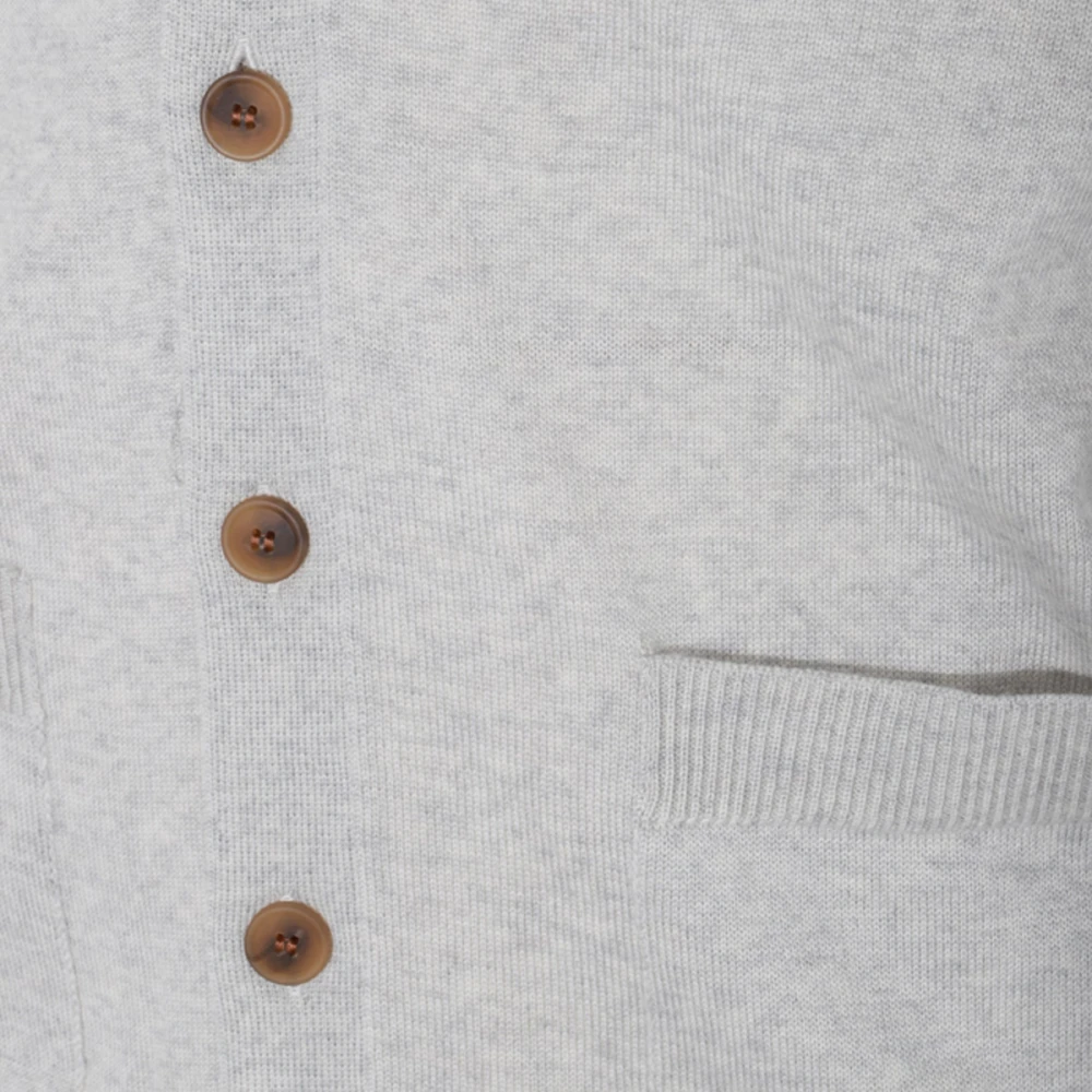 Maison Kitsuné Grijze Wollen Gebreide Trui met Logo Gray Heren