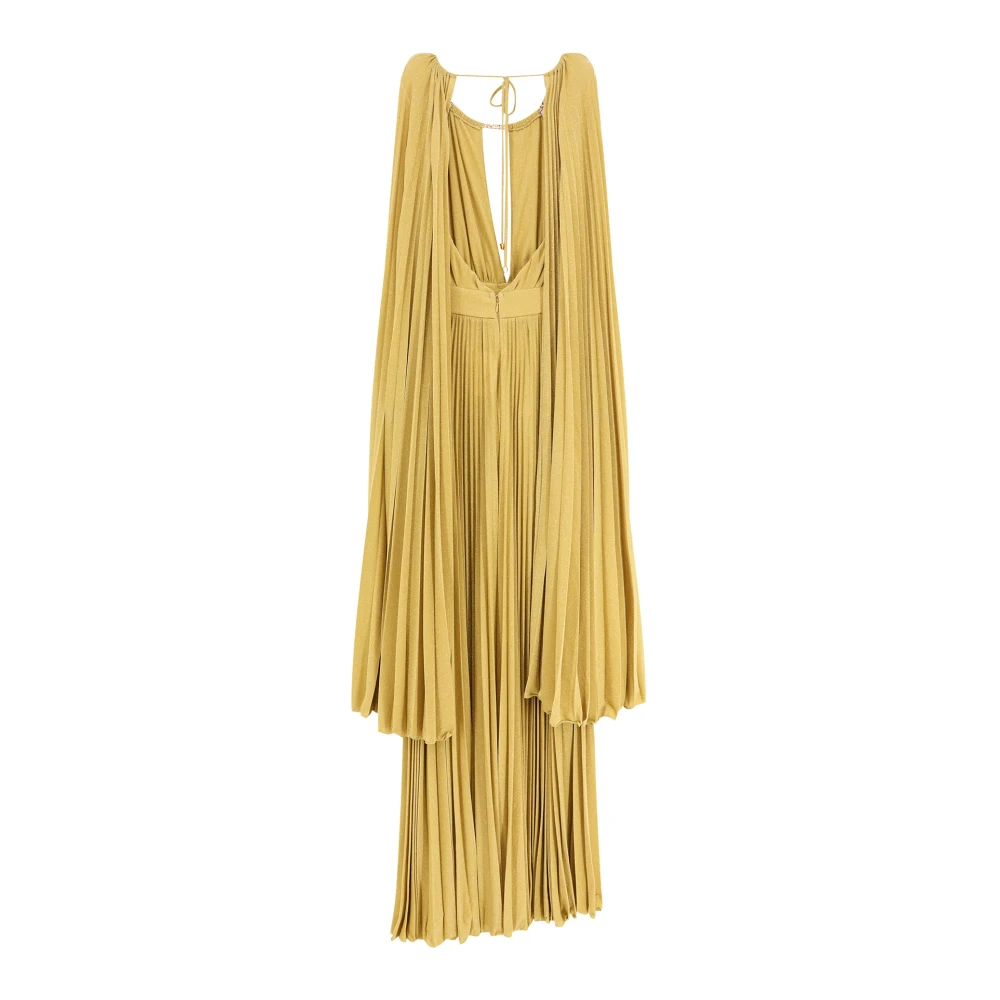 Elisabetta Franchi Rode loper viscose blend lange jurk Yellow Dames