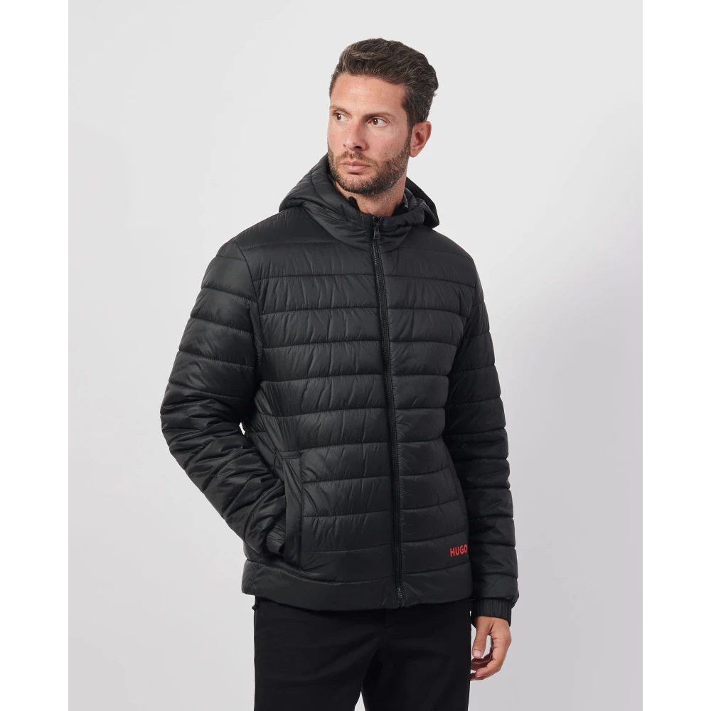 Hugo Boss Zwarte Piumino Brent Jas met Capuchon Black Heren