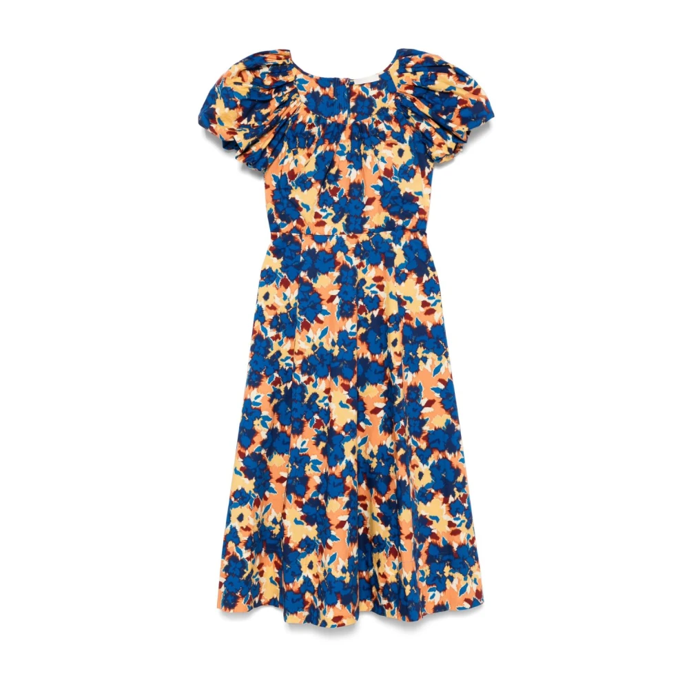 Ulla Johnson Multicolor Midi Dresses, Female, Xs, Blue Scoop Neck Dress