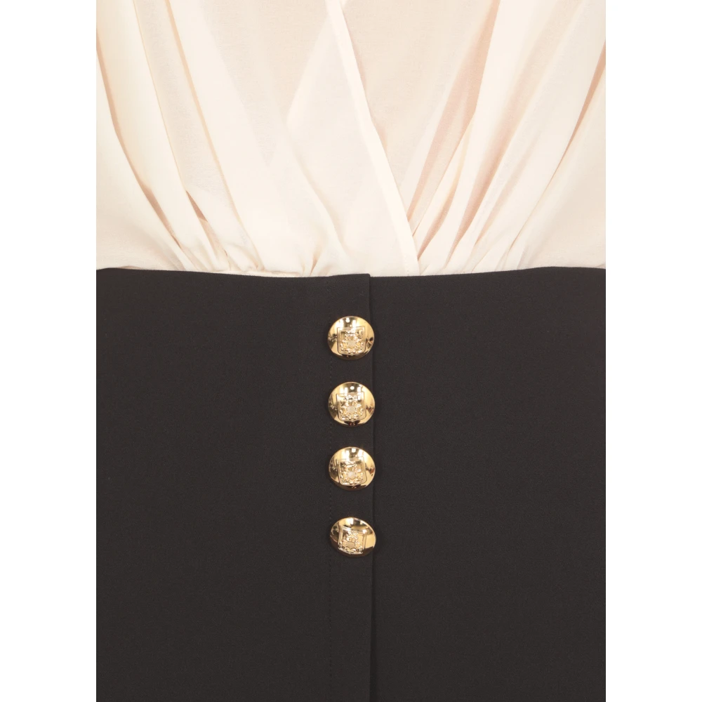Elisabetta Franchi Zwarte V-hals jurk met afneembare rok Black Dames