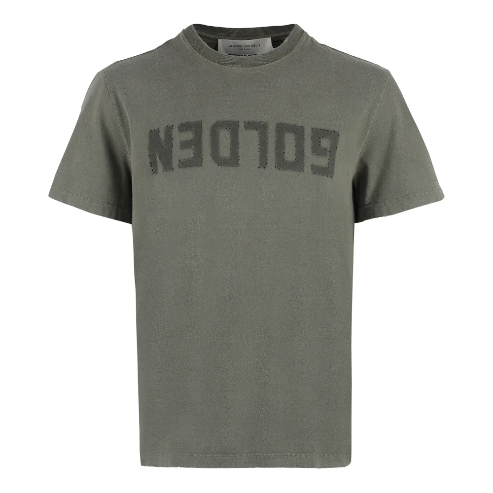 Golden Goose Men's Green T-Shirts, S, Vintage Logo Cotton T-Shirt