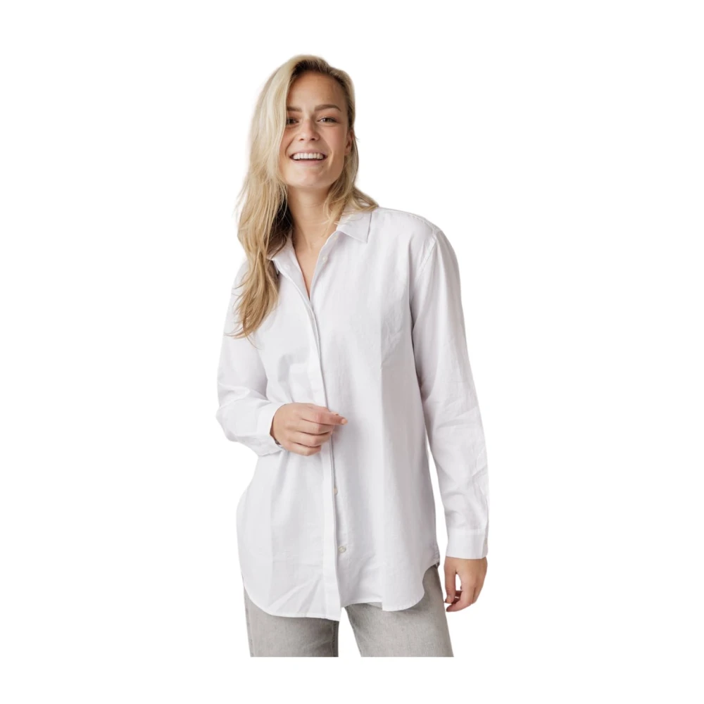 Samsøe Witte Blouse met Kraag en Verborgen Knoopsluiting White Dames