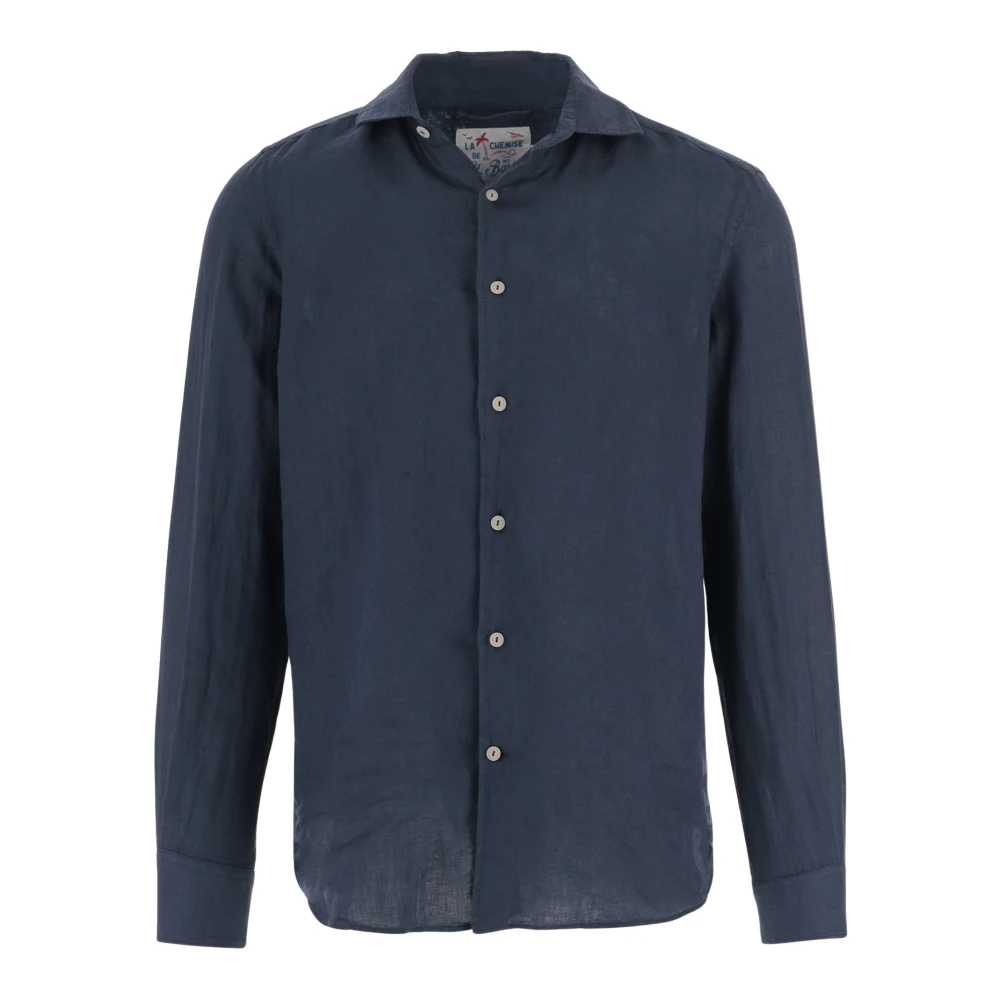 Mc2 Saint Barth Blue Casual Shirts, Male, M, Pamplona Linen Shirt