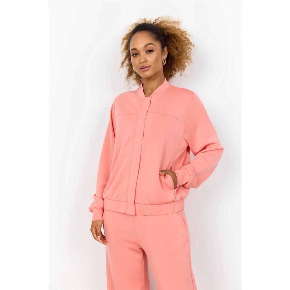 Soyaconcept Zalm Sweat Vest met Mandarin Kraag Pink Dames