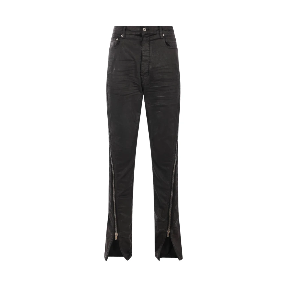 Rick Owens Zwarte Hars Gecoate Stretch Denim Jeans Black Heren