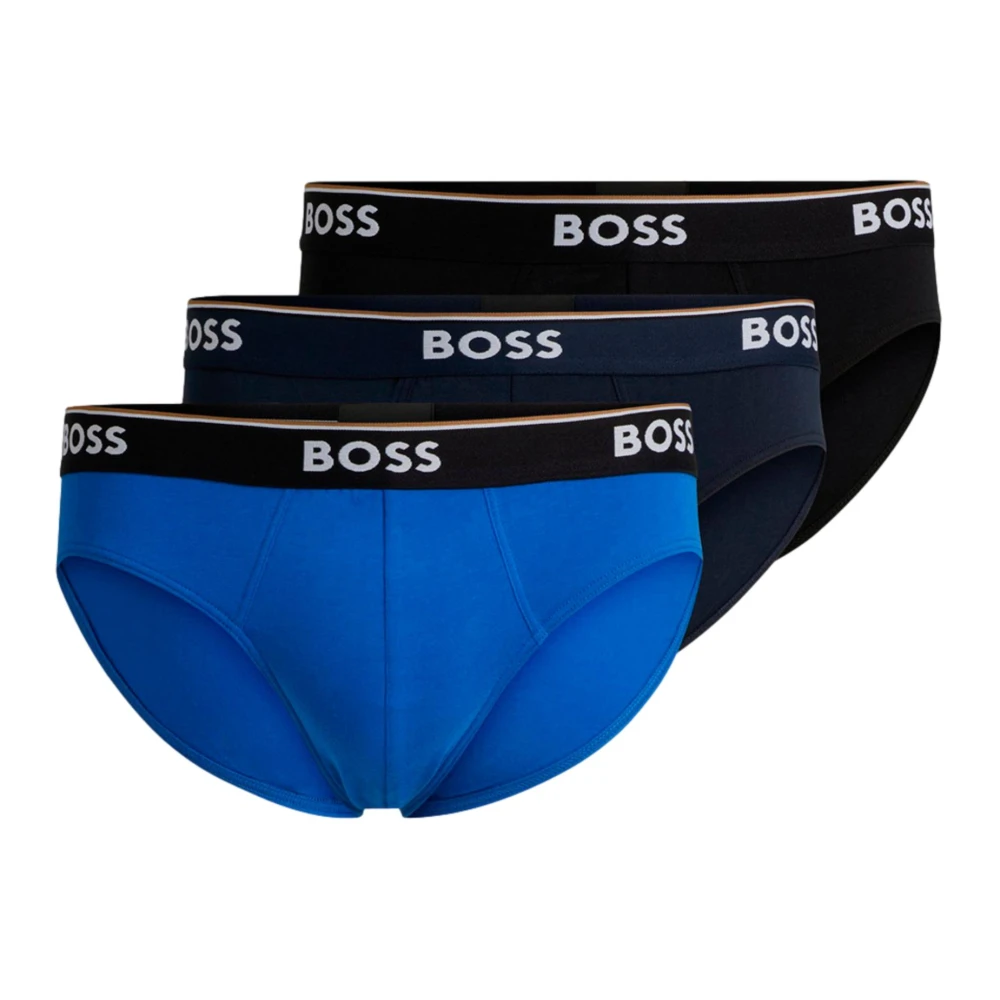 Hugo Boss 3-Pack Bomullsbriefs med Logomärkt Midjeband Multicolor, Herr