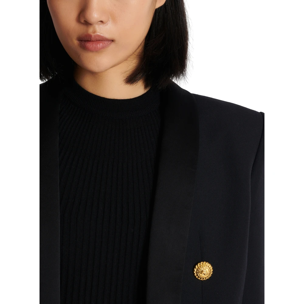 Balmain Rand-tot-rand 6-knoops jas Black Dames