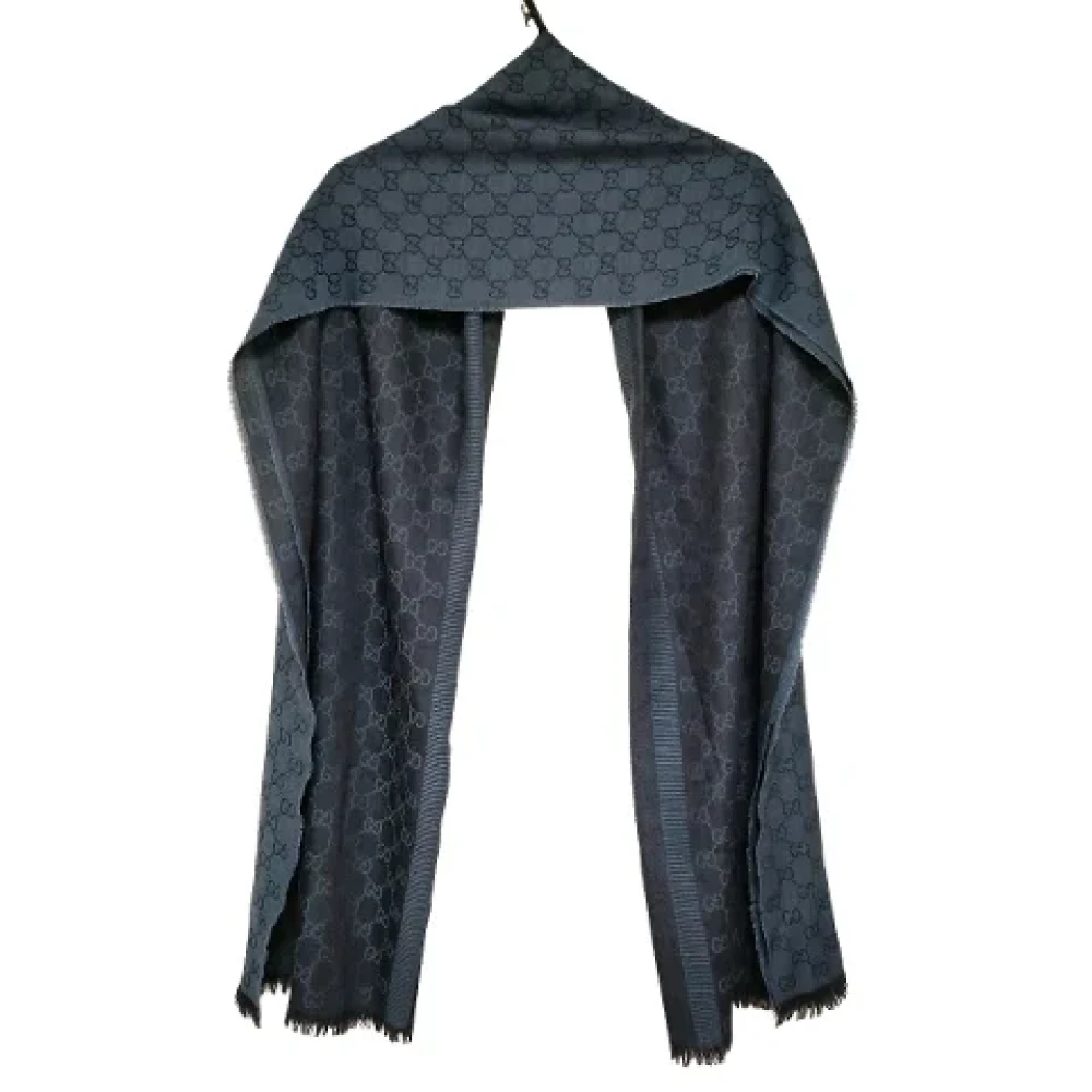 Gucci Vintage Pre-owned Silk scarves Blue Dames