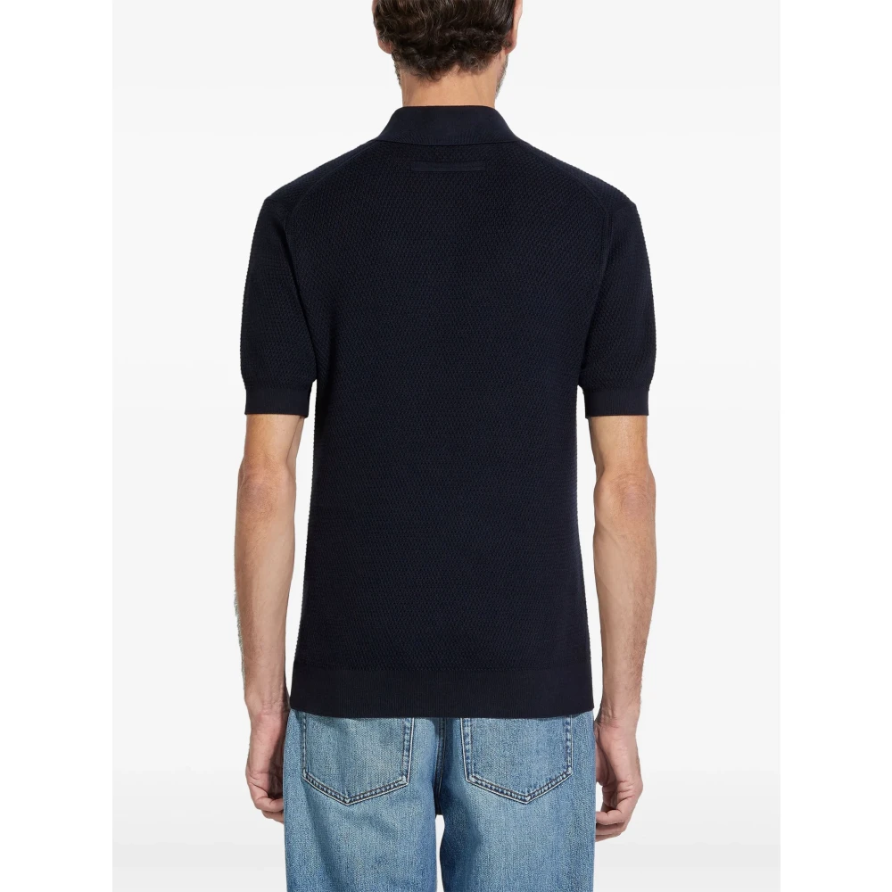 Z Zegna Blauwe Polo T-shirt 100% Katoen Italië Blue Heren