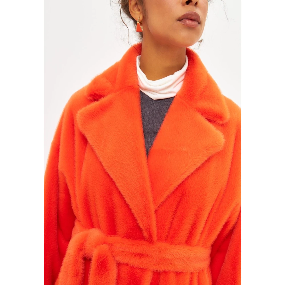 Cesare Gaspari Luxe Faux Fur Winterjas Orange Dames
