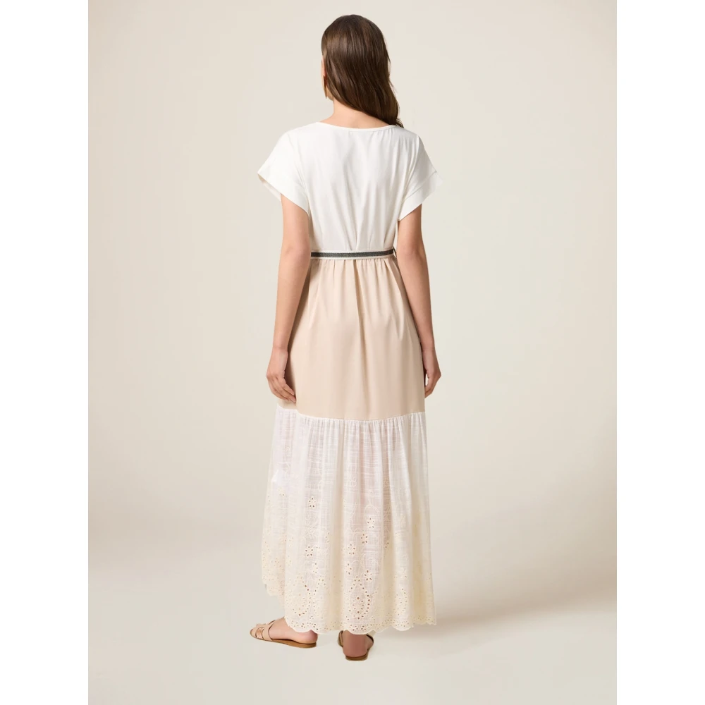Oltre Jurk met kanten volant en kimono-mouwen Multicolor Dames
