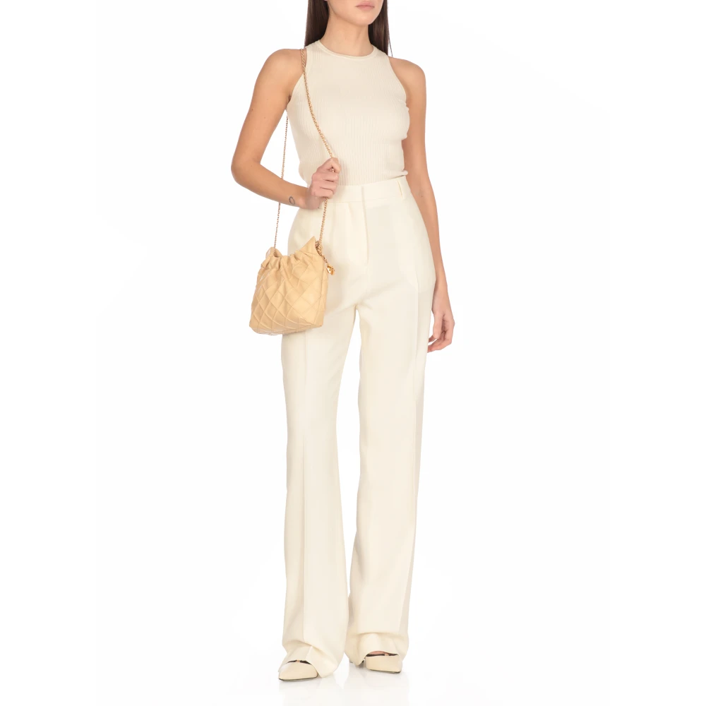 TORY BURCH Beige Leren Schoudertas met Ketting Beige Dames