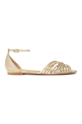 Guld platta sandaler med inbyggd klack