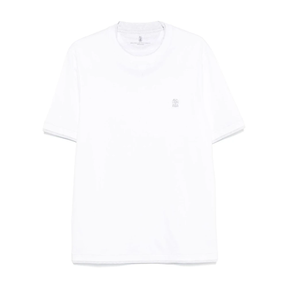 Brunello Cucinelli White T-Shirts, Male, L, Crew Neck T-Shirt