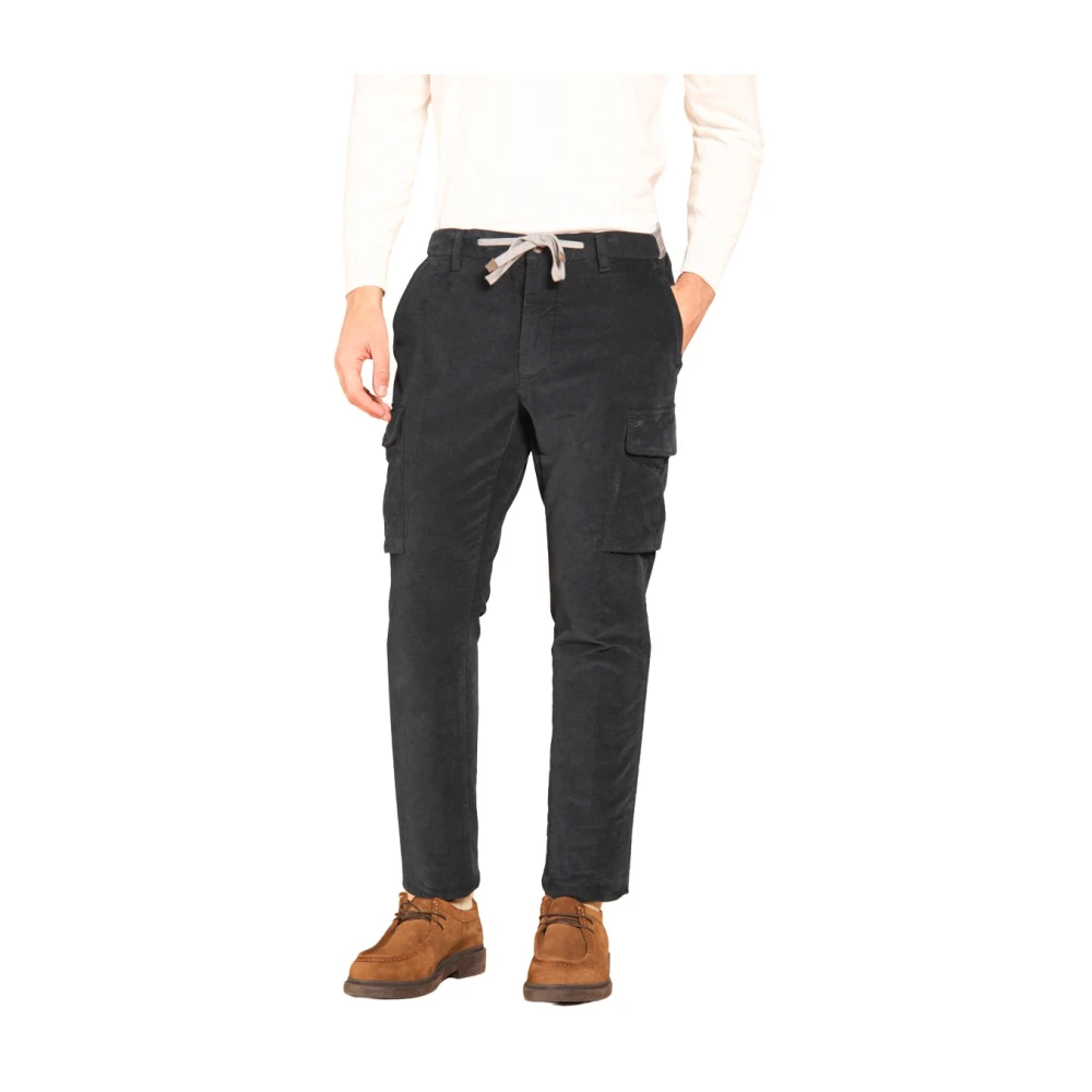 Mason's Navy Blue Cargo Broek Wortel Pasvorm Blue Heren
