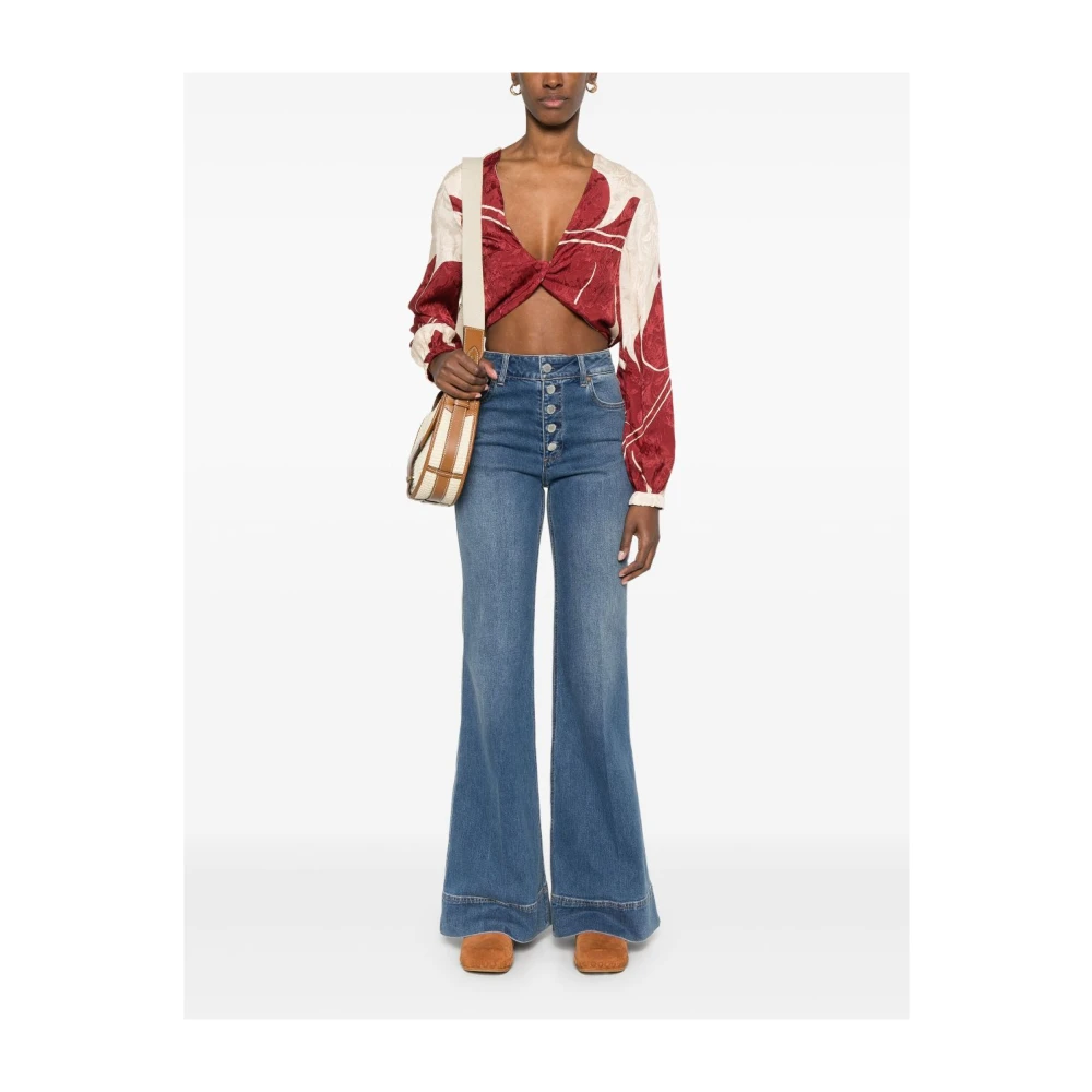 alice + olivia Indigo Blauwe Klassieke Jeans met Contraststiksels Blue Dames