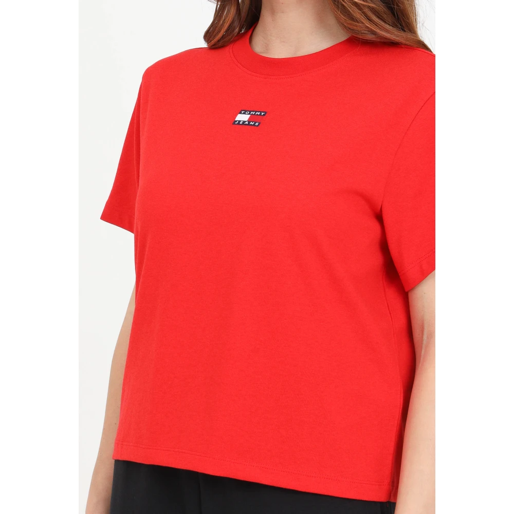 Tommy Jeans Rode Logo T-shirt voor dames Red Dames