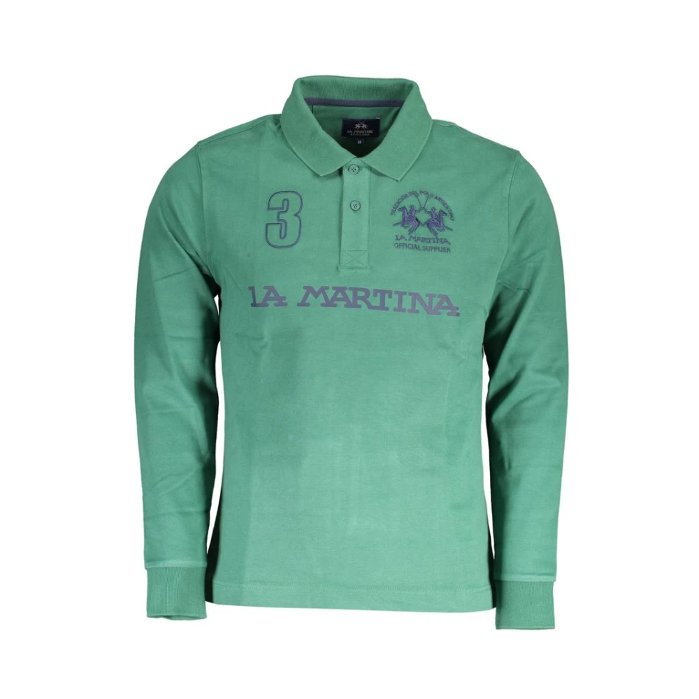 La Martina Green Cotton Men Polo Shirt - XL - Image 2