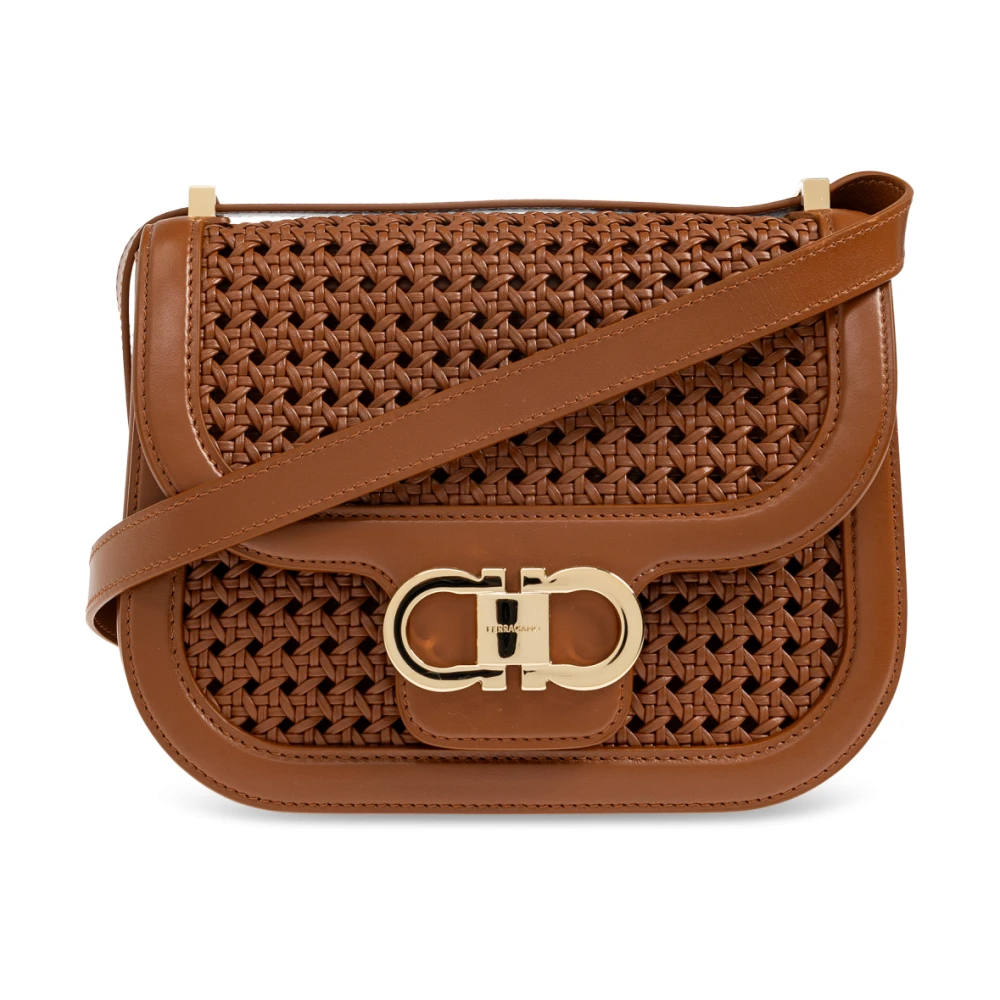 Ferragamo Donna Marrone Borsa A Tracolla North-South Double Gancini (Xs) - Immagine 2