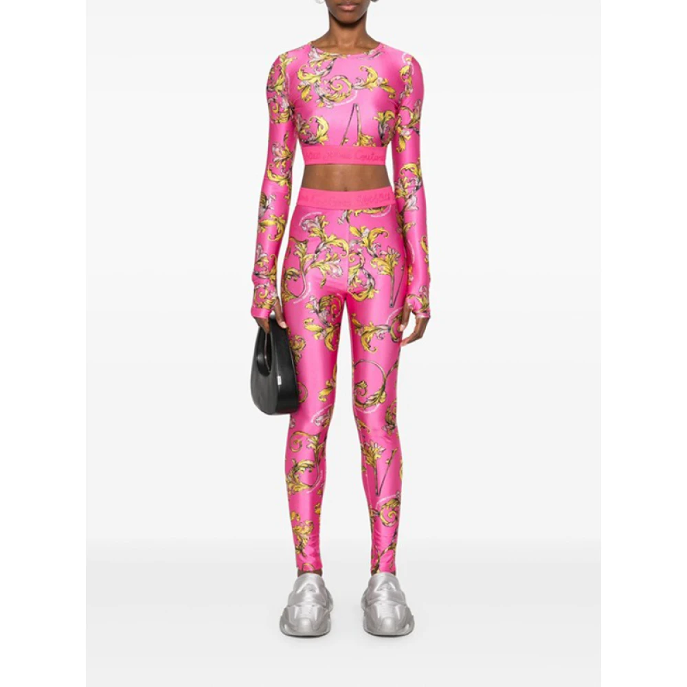 Versace Jeans Couture Barocco Print Fuchsia Pink Top Pink Dames