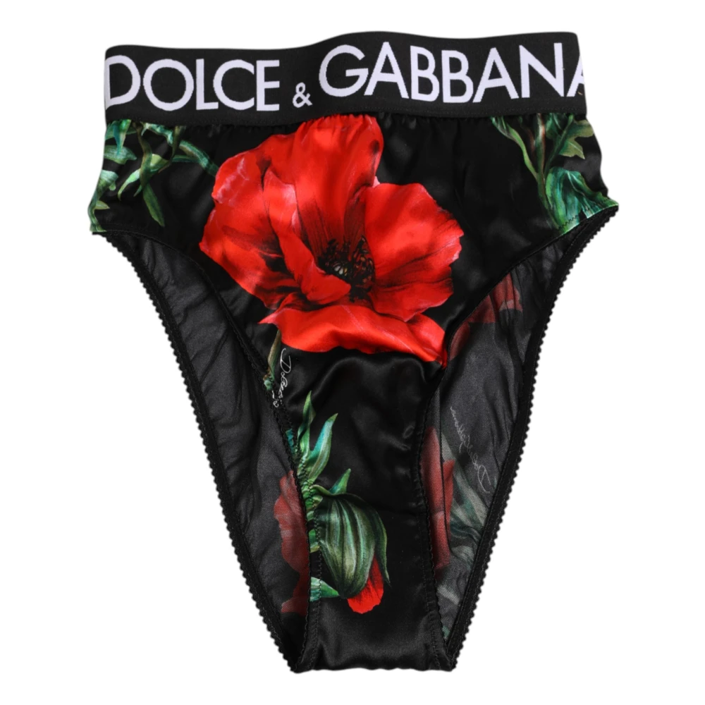 Dolce & Gabbana Women's Black Floral High Waist Panty Underwear - Underpants - Xs - Underwear