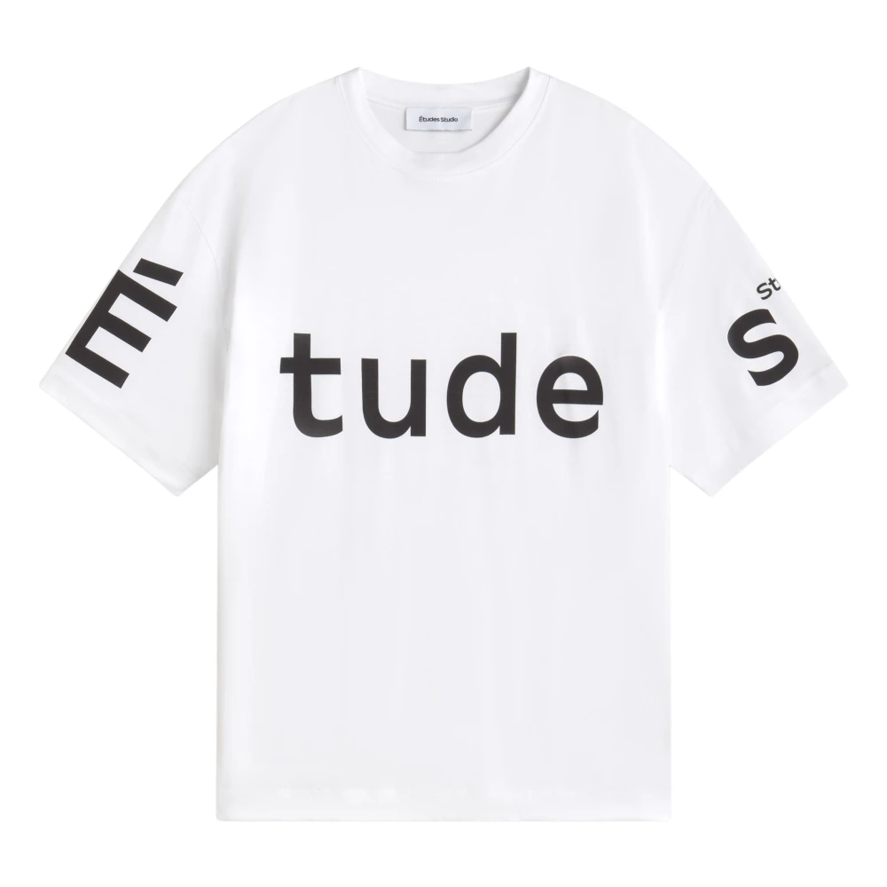 Études Moderne Relax T-shirt met bedrukte logo's White Heren
