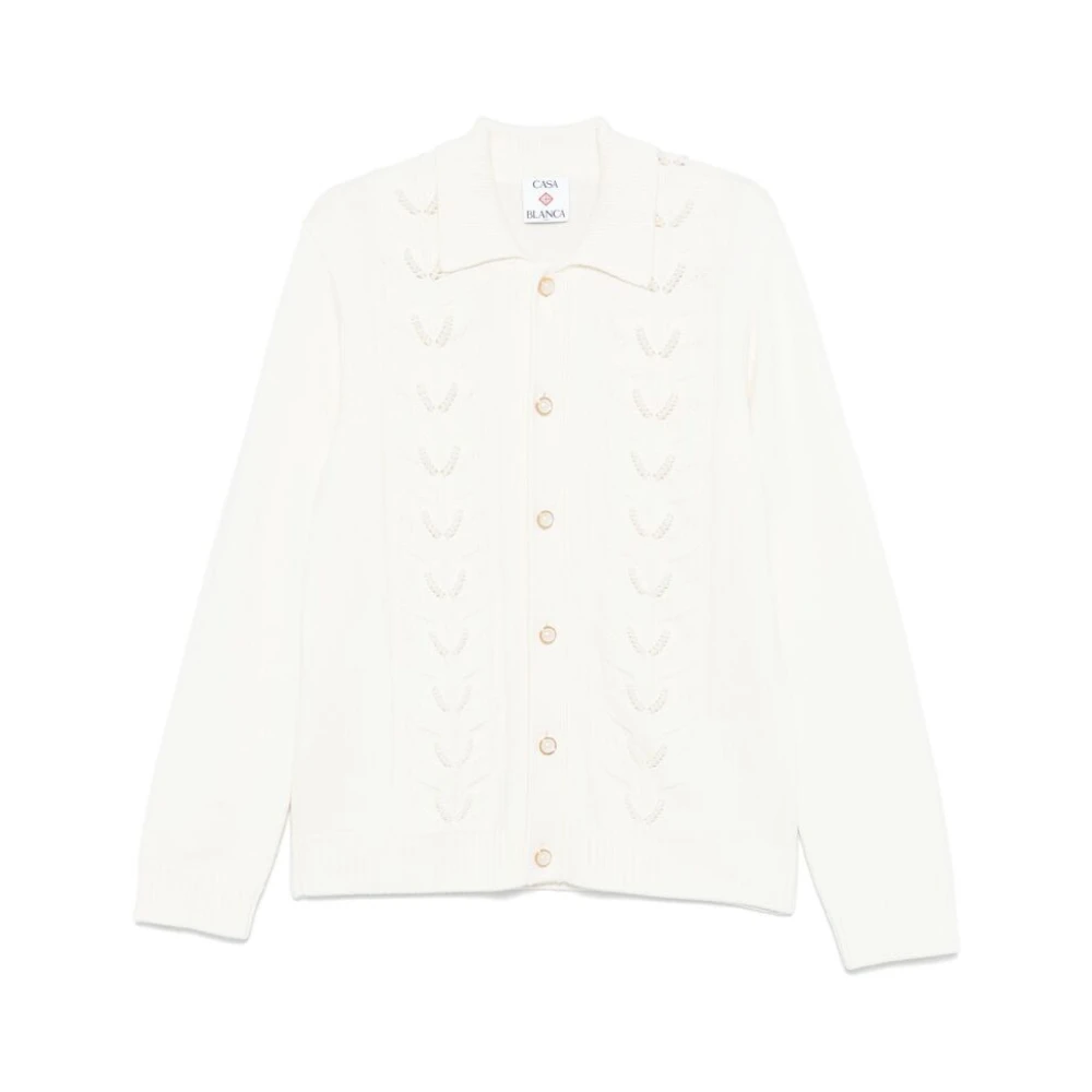 Casablanca Witte Sweater met Knopen en Kraag White Heren