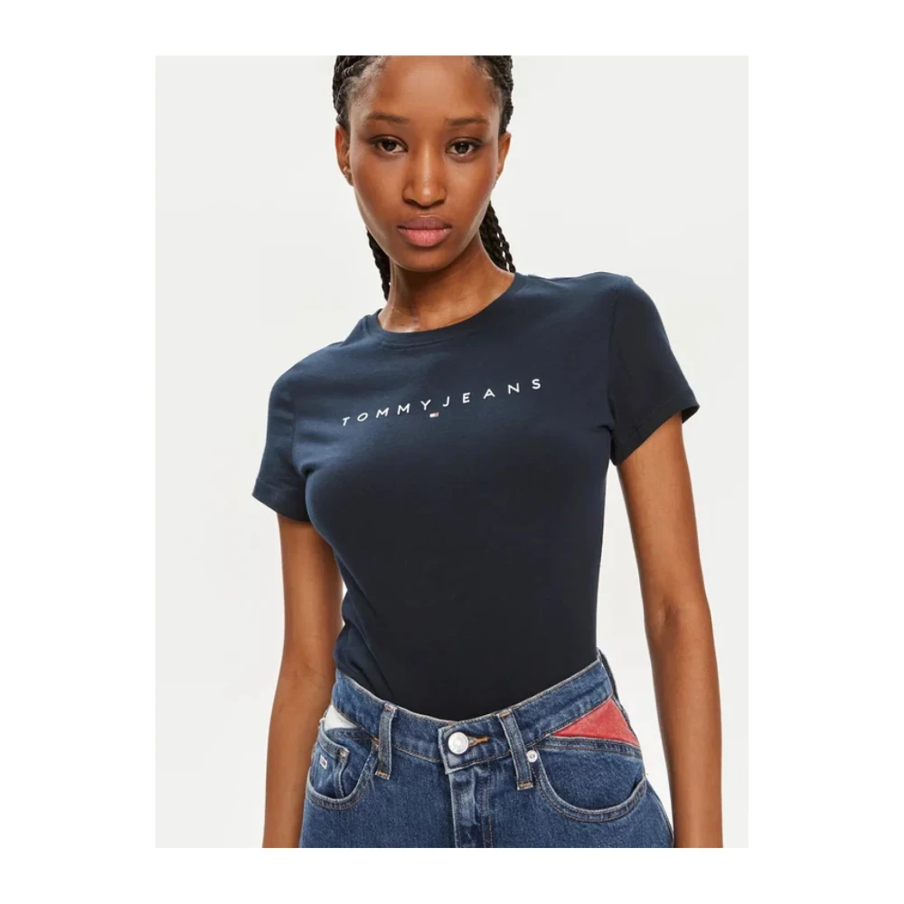Tommy Jeans Slim Fit Logo Print T-Shirt Blue Dames