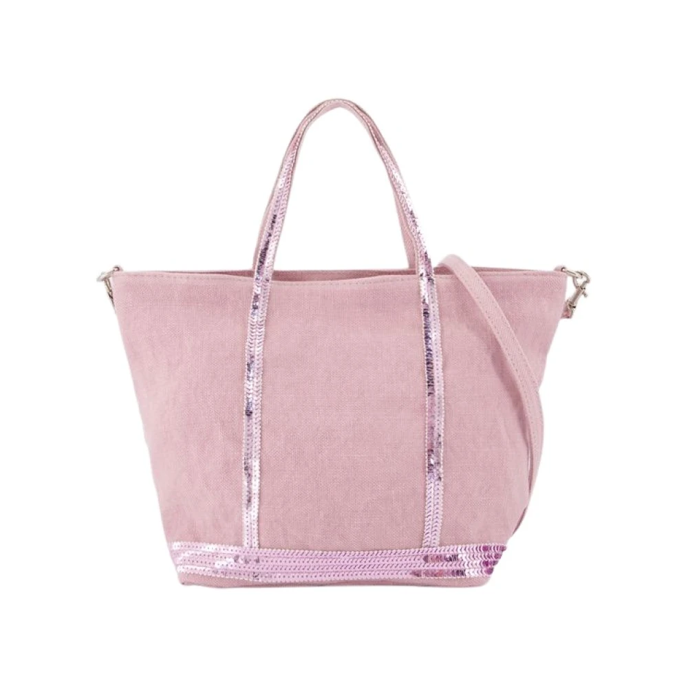 Vanessa Bruno Roze Linnen Shopper Tas Dubbel Draag Pink Dames